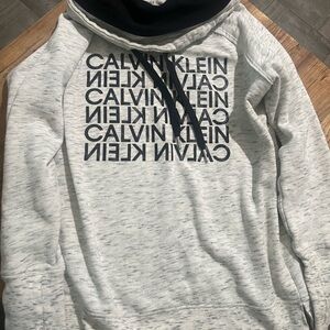 Calvin Klein Light Gray Pullover Hoodie with Black Logo